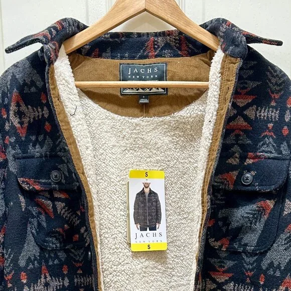 Jachs New York Wool Blend Jacket Men's Size S Sherpa Lined Aztec Southwestern